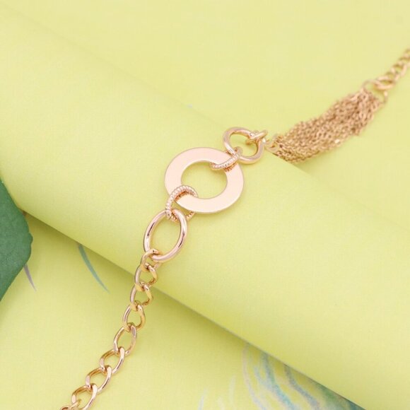 "Trendy Rose Gold Link Bracelet with Open Circle Accent, XPBL1152 - Picture 7 of 12